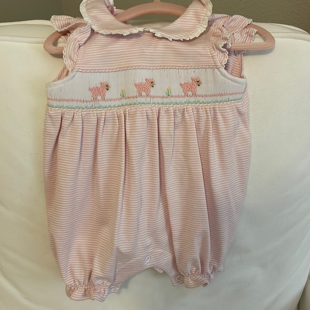 Petit Bebe lamb romper. So cute! Perfect for girls bunny pics or Easter!